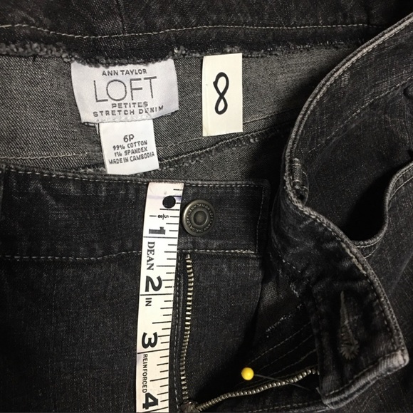 6P ANN TAYLOR LOFT BLACK VARIEGATED FLARED JEANS - Picture 5 of 7